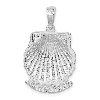Sterling Silver De-Ani Rhodium-Plated Polished Jamaica Scallop Shell Pendant