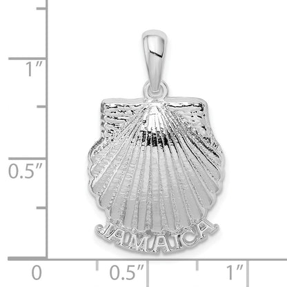 Sterling Silver De-Ani Rhodium-Plated Polished Jamaica Scallop Shell Pendant