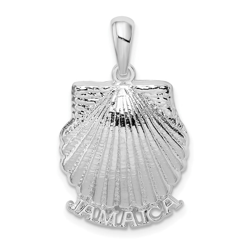 Sterling Silver De-Ani Rhodium-Plated Polished Jamaica Scallop Shell Pendant