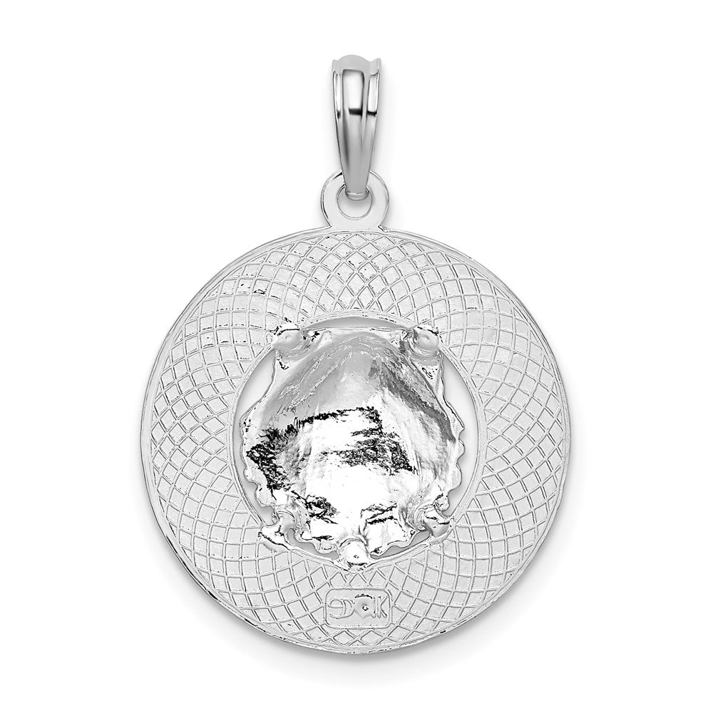 Sterling Silver De-Ani Rhodium-Plated Jamaica Round Circle With Shell Pendant