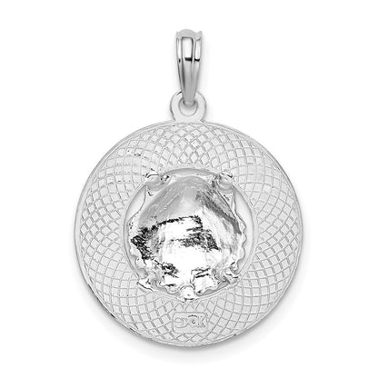 Sterling Silver De-Ani Rhodium-Plated Jamaica Round Circle With Shell Pendant