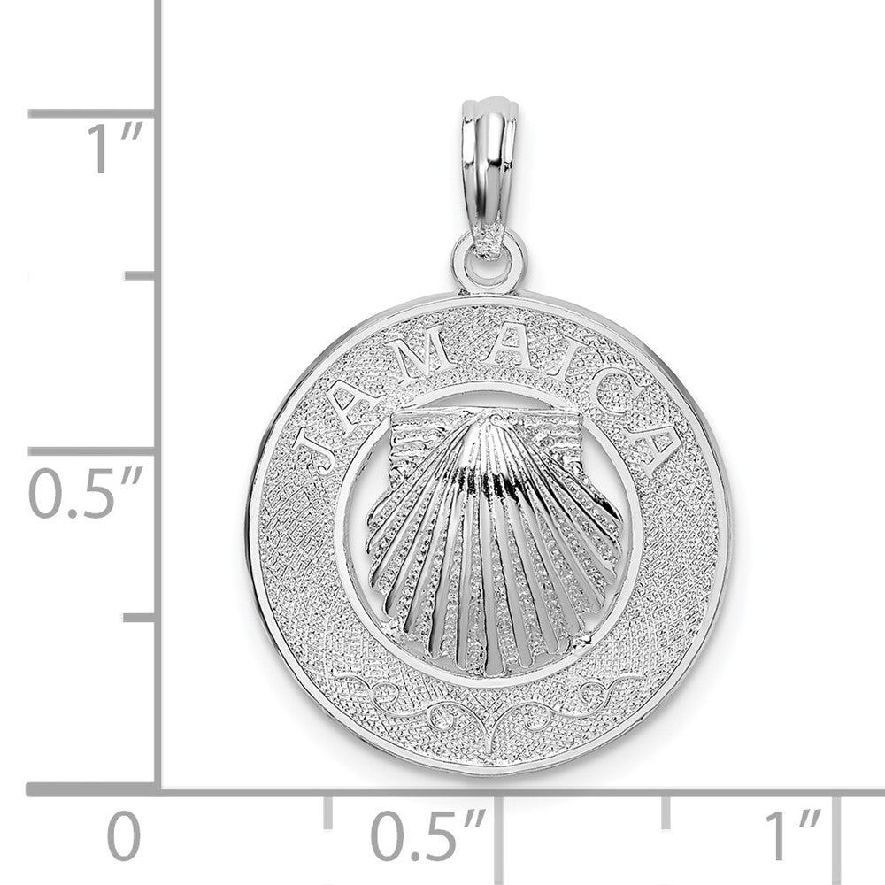 Sterling Silver De-Ani Rhodium-Plated Jamaica Round Circle With Shell Pendant