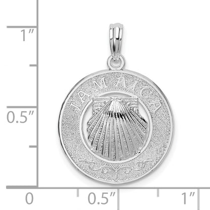 Sterling Silver De-Ani Rhodium-Plated Jamaica Round Circle With Shell Pendant