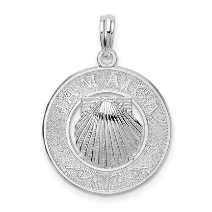 Sterling Silver De-Ani Rhodium-Plated Jamaica Round Circle With Shell Pendant