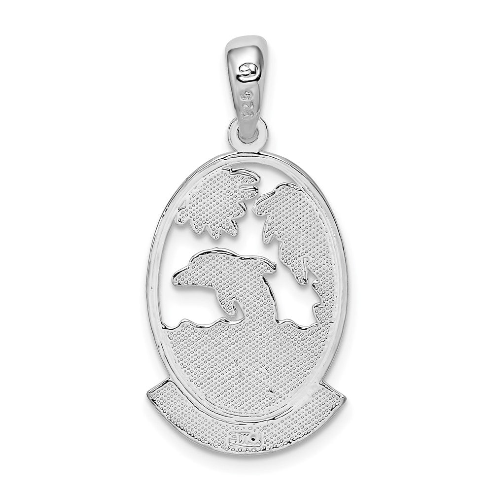 Sterling Silver De-Ani Rhodium-Plated Polished Jamaica Dolphin Sunset Pendant