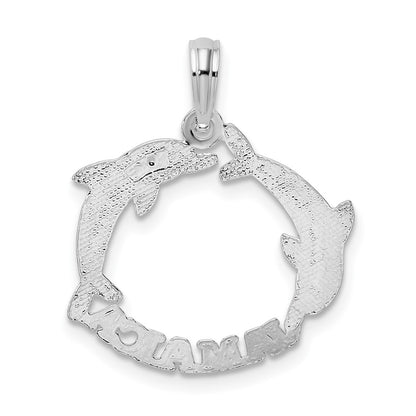 Sterling Silver De-Ani Rhodium-Plated Jamaica 2 Jumping Dolphins Pendant