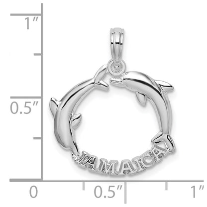 Sterling Silver De-Ani Rhodium-Plated Jamaica 2 Jumping Dolphins Pendant
