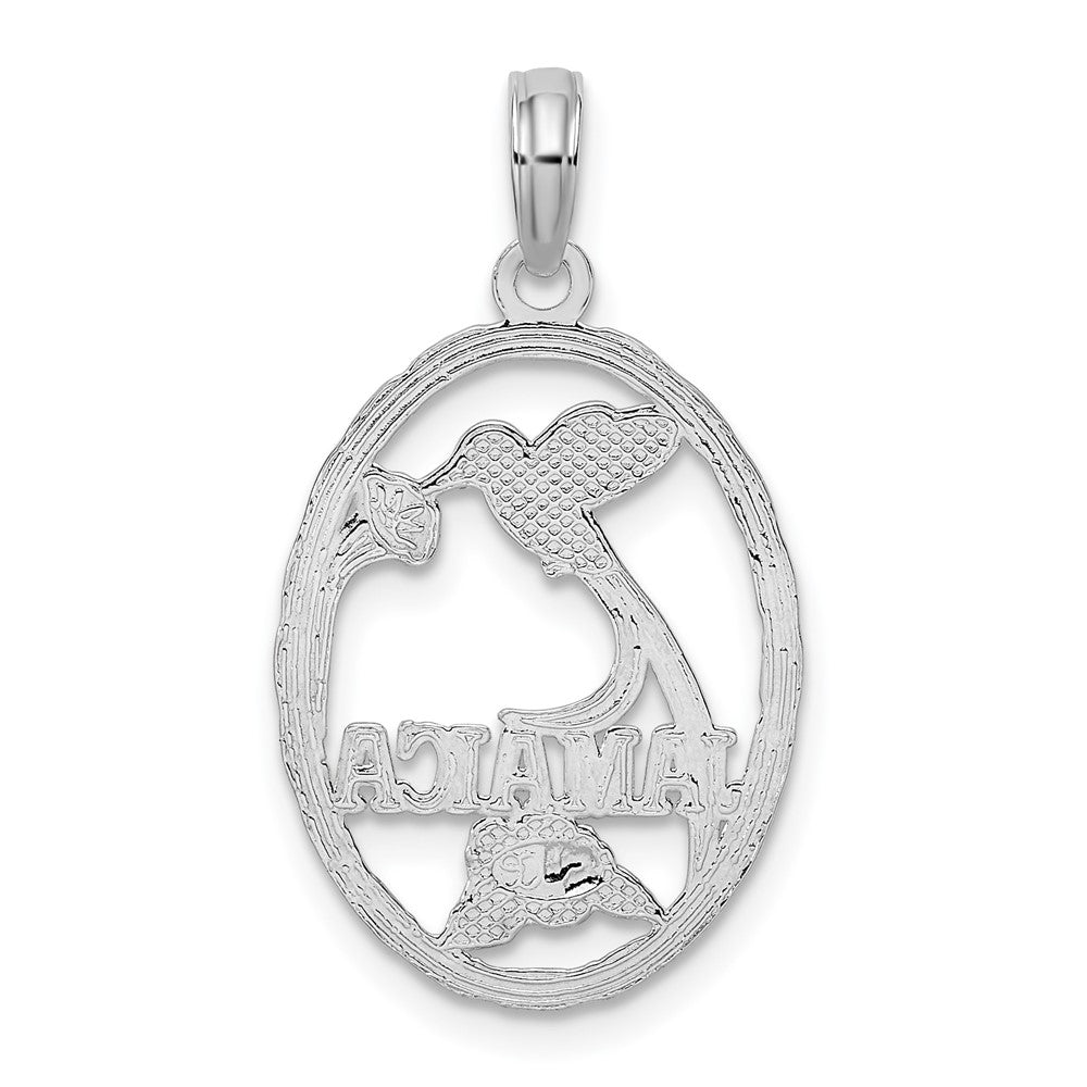 Sterling Silver De-Ani Rhodium-Plated Jamaica Oval Bird And Flower Pendant