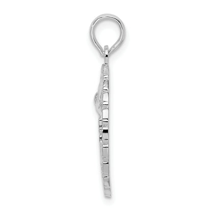 Sterling Silver De-Ani Rhodium-Plated Polished Jamaica Round Circle With Bird Pendant