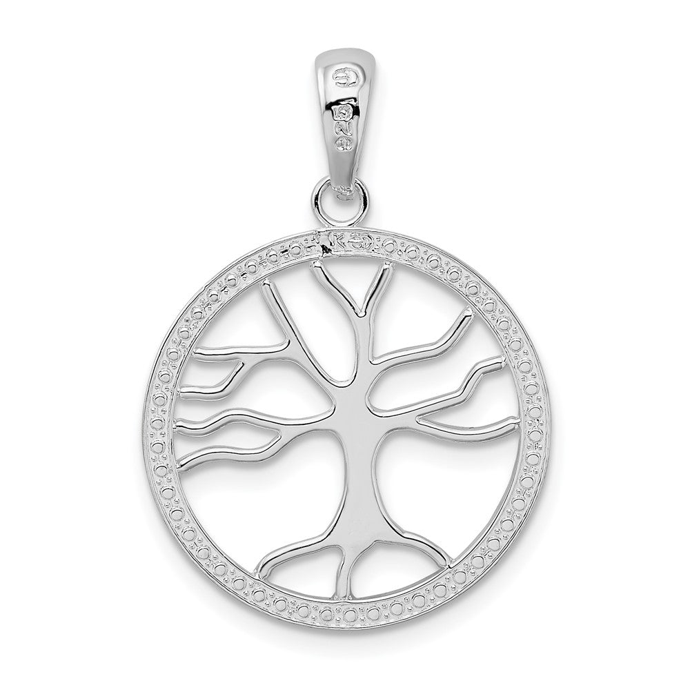 Sterling Silver De-Ani Rhodium-Plated Polished Large Cut-Out Tree Of Life Pendant