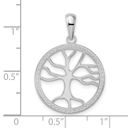 Sterling Silver De-Ani Rhodium-Plated Polished Large Cut-Out Tree Of Life Pendant