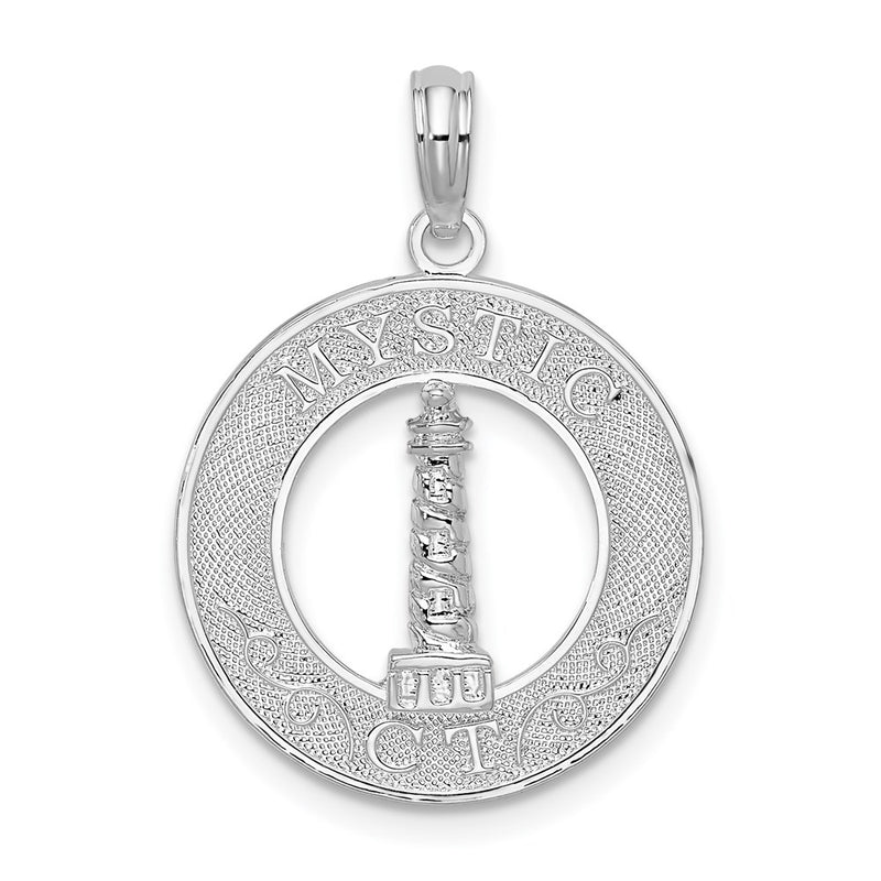 Sterling Silver De-Ani Rhodium-Plated Mystic Connecticut Circle With Lighthouse Pendant
