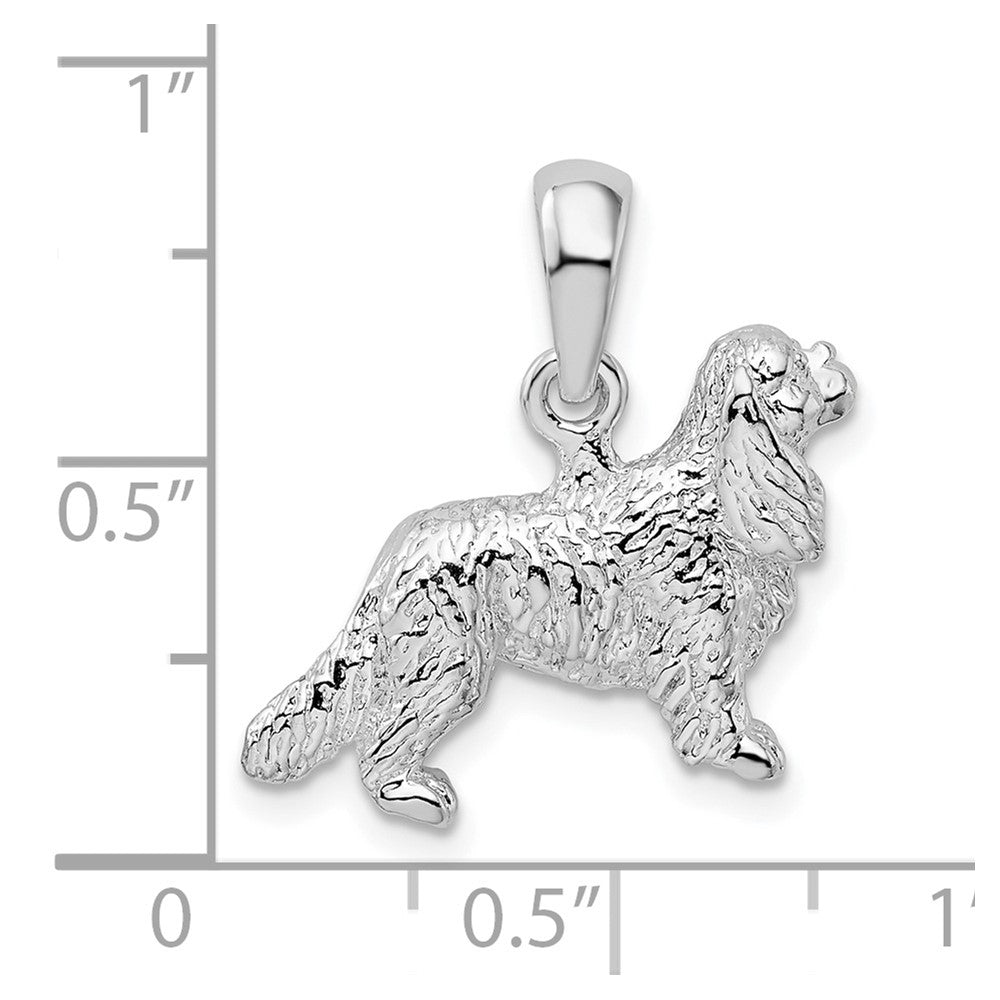 Sterling Silver De-Ani Rhodium-Plated 3D Cavalier King Charles Spaniel Pendant