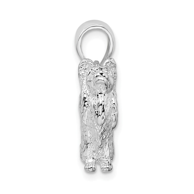 Sterling Silver De-Ani Rhodium-Plated Textured 3D Papillon Dog Pendant
