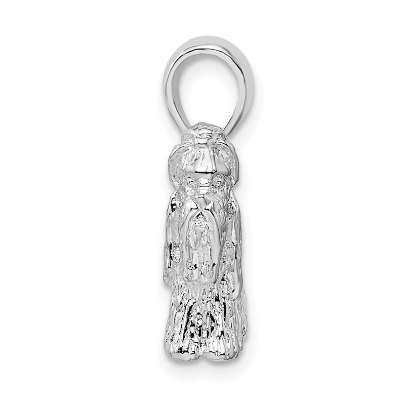 Sterling Silver De-Ani Rhodium-Plated Textured 3D Shih Tzu Dog Pendant