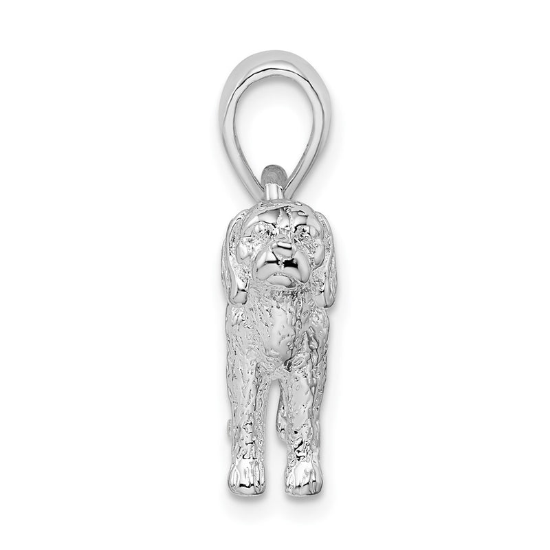 Sterling Silver De-Ani Rhodium-Plated Textured 3D Beagle Pendant