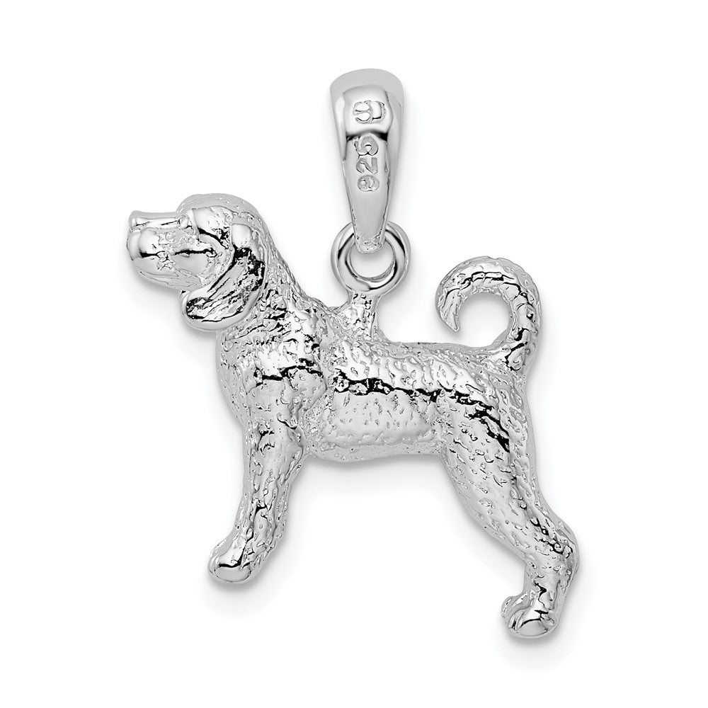 Sterling Silver De-Ani Rhodium-Plated Textured 3D Beagle Pendant