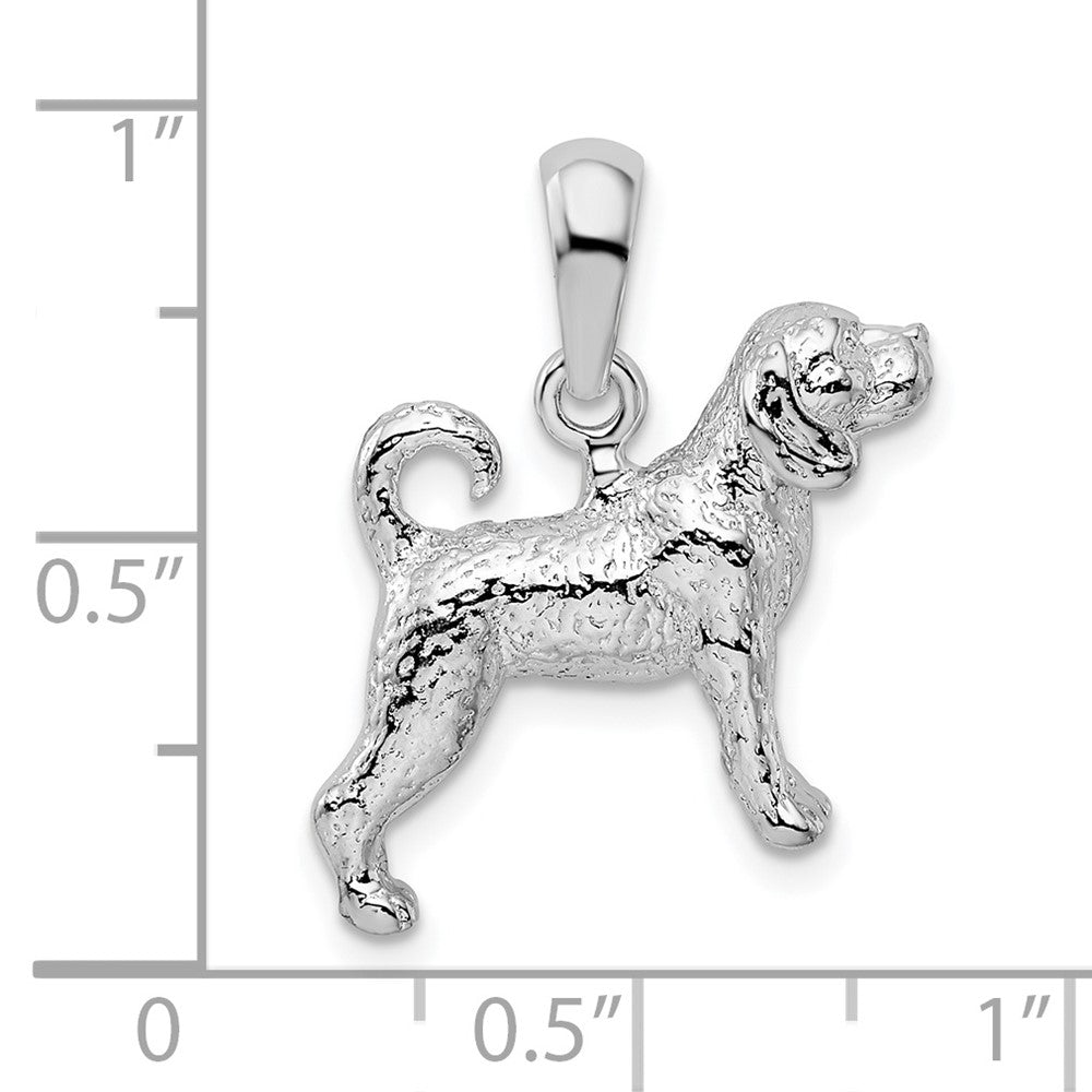 Sterling Silver De-Ani Rhodium-Plated Textured 3D Beagle Pendant