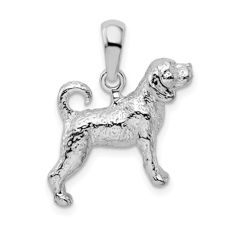 Sterling Silver De-Ani Rhodium-Plated Textured 3D Beagle Pendant