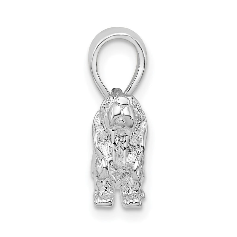 Sterling Silver De-Ani Rhodium-Plated Textured 3D Basset Hound Pendant