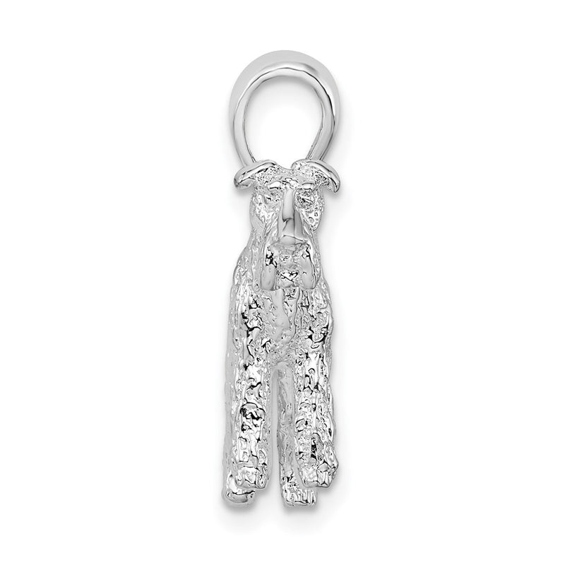 Sterling Silver De-Ani Rhodium-Plated Textured 3D Wire Fox Terrier Pendant