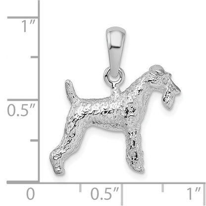 Sterling Silver De-Ani Rhodium-Plated Textured 3D Wire Fox Terrier Pendant