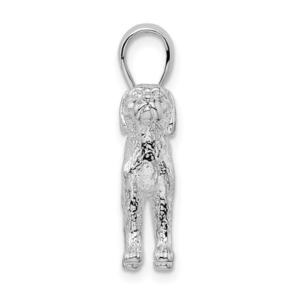 Sterling Silver De-Ani Rhodium-Plated Textured 3D English Pointer Dog Pendant