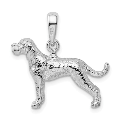 Sterling Silver De-Ani Rhodium-Plated Textured 3D English Pointer Dog Pendant