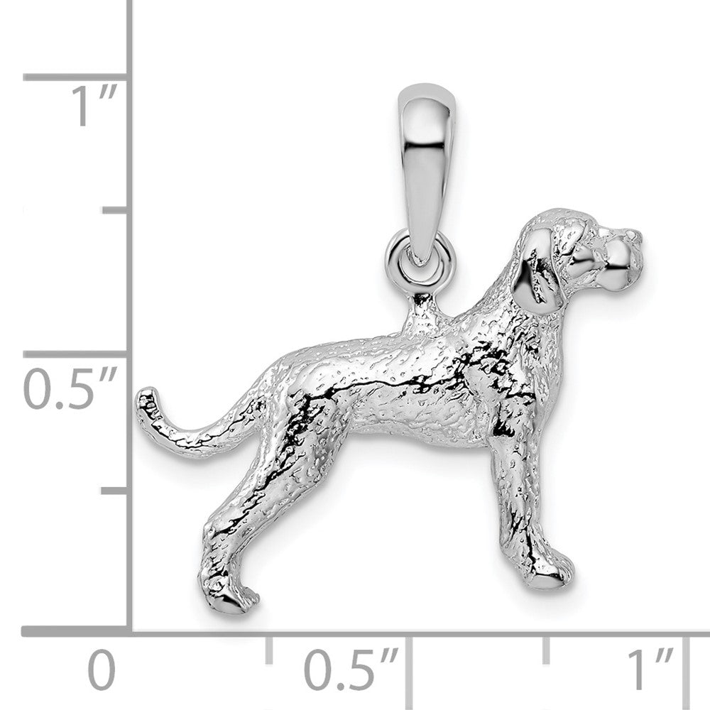 Sterling Silver De-Ani Rhodium-Plated Textured 3D English Pointer Dog Pendant