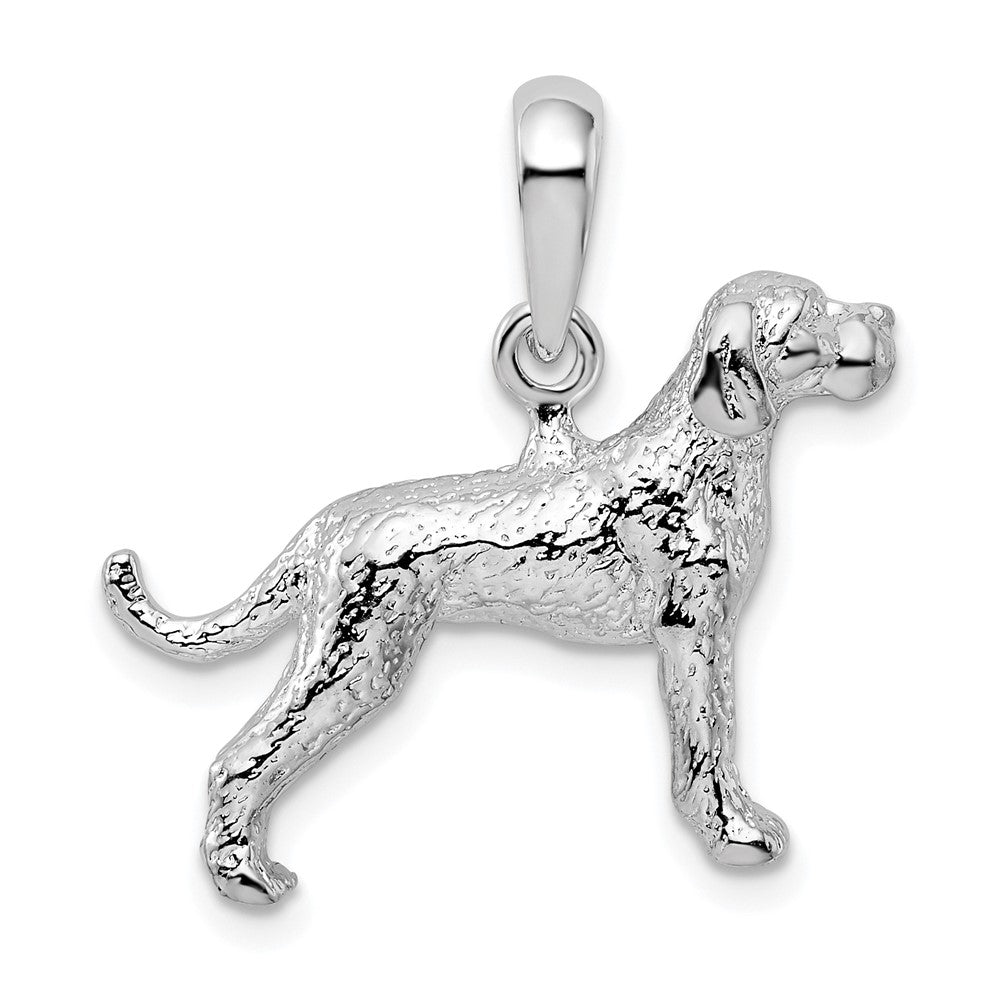 Sterling Silver De-Ani Rhodium-Plated Textured 3D English Pointer Dog Pendant