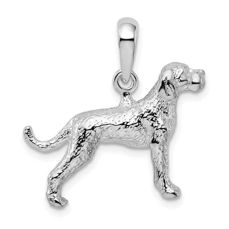 Sterling Silver De-Ani Rhodium-Plated Textured 3D English Pointer Dog Pendant