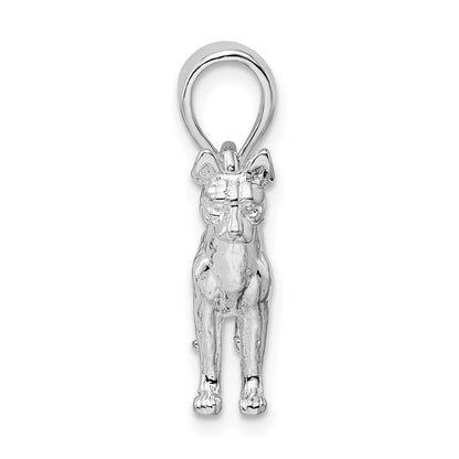 Sterling Silver De-Ani Rhodium-Plated Textured 3D Basenji Dog Pendant