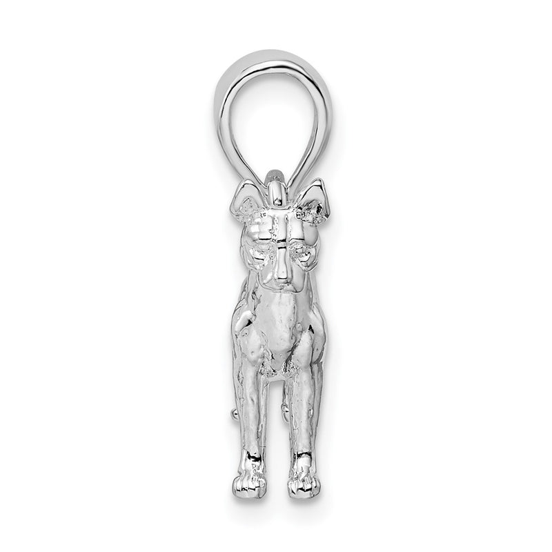 Sterling Silver De-Ani Rhodium-Plated Textured 3D Basenji Dog Pendant