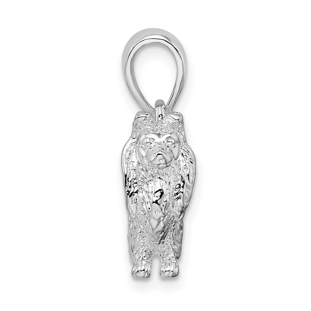Sterling Silver De-Ani Rhodium-Plated Textured 3D Shetland Sheepdog Pendant