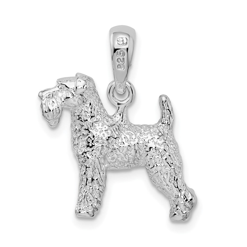 Sterling Silver De-Ani Rhodium-Plated Textured 3D Welsh Terrier Pendant