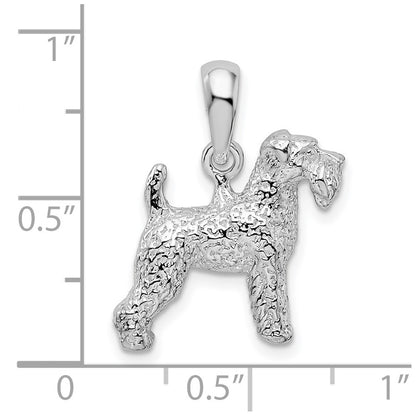 Sterling Silver De-Ani Rhodium-Plated Textured 3D Welsh Terrier Pendant