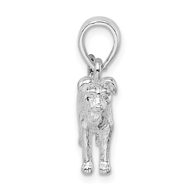 Sterling Silver De-Ani Rhodium-Plated Textured 3D Jack Russell Terrier Pendant