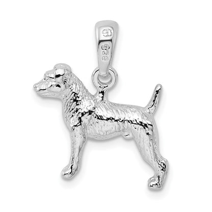 Sterling Silver De-Ani Rhodium-Plated Textured 3D Jack Russell Terrier Pendant