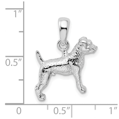 Sterling Silver De-Ani Rhodium-Plated Textured 3D Jack Russell Terrier Pendant