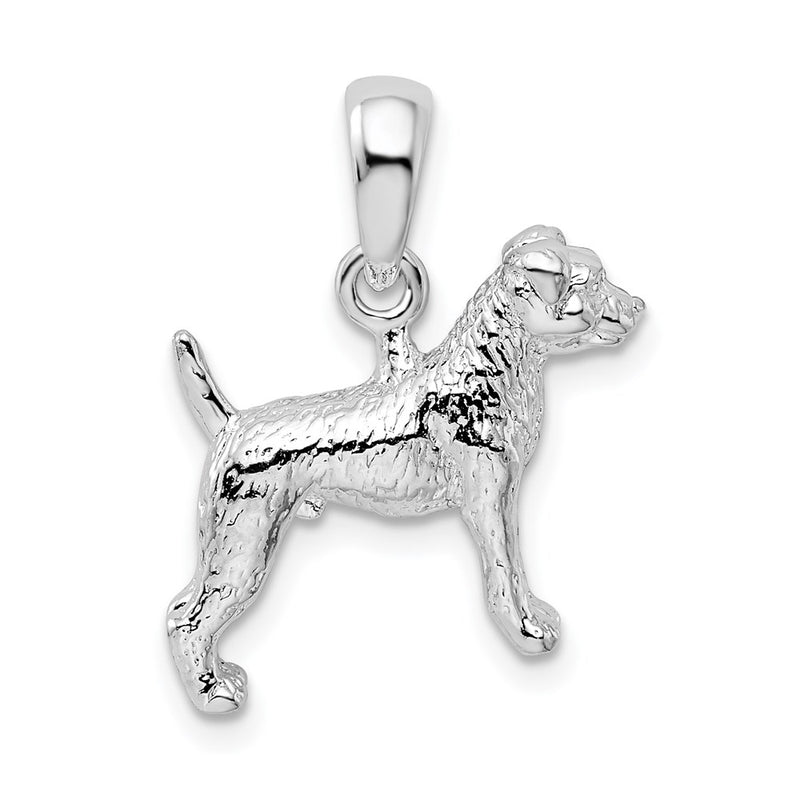 Sterling Silver De-Ani Rhodium-Plated Textured 3D Jack Russell Terrier Pendant