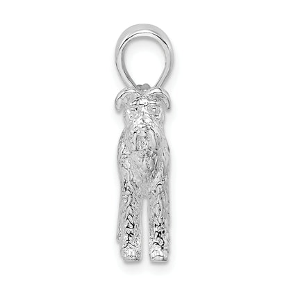 Sterling Silver De-Ani Rhodium-Plated Textured 3D Airedale Terrier Pendant