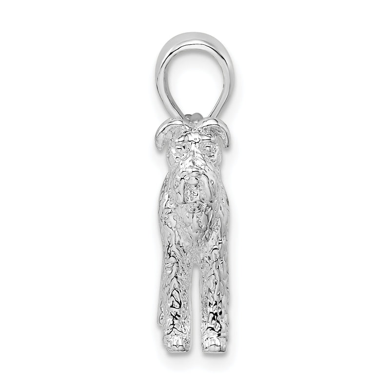 Sterling Silver De-Ani Rhodium-Plated Textured 3D Airedale Terrier Pendant