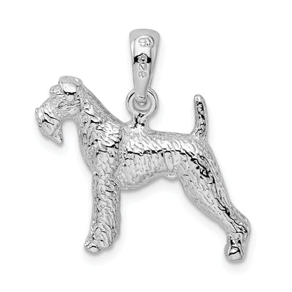 Sterling Silver De-Ani Rhodium-Plated Textured 3D Airedale Terrier Pendant