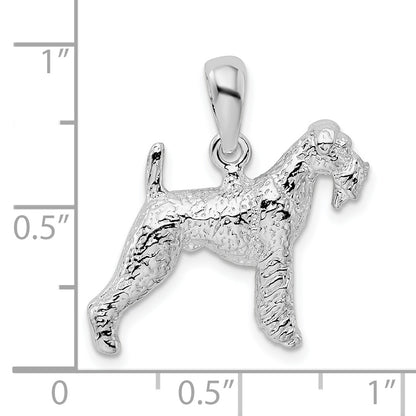 Sterling Silver De-Ani Rhodium-Plated Textured 3D Airedale Terrier Pendant