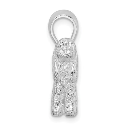 Sterling Silver De-Ani Rhodium-Plated Textured 3D Cocker Spaniel Pendant