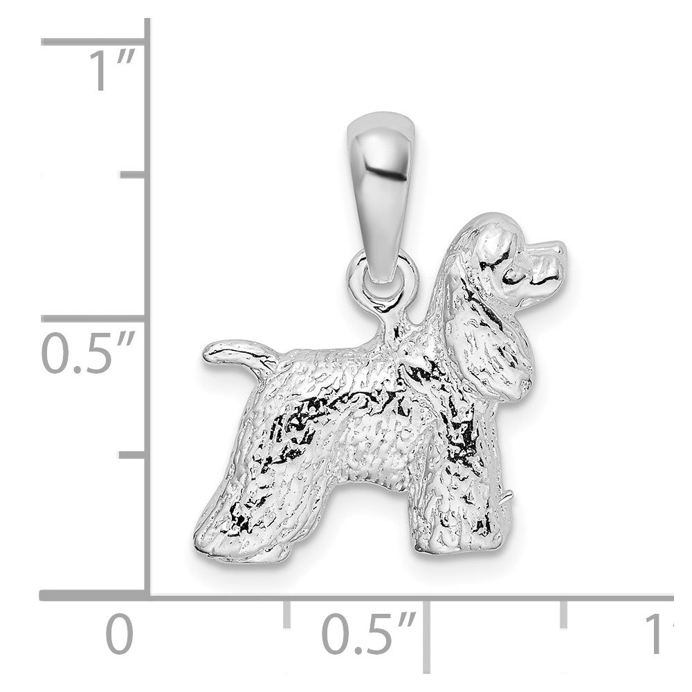 Sterling Silver De-Ani Rhodium-Plated Textured 3D Cocker Spaniel Pendant