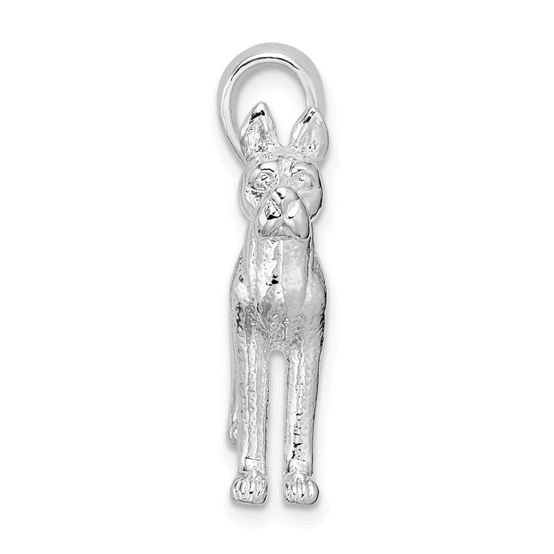 Sterling Silver De-Ani Rhodium-Plated Textured 3D Great Dane Pendant