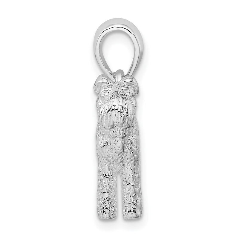 Sterling Silver De-Ani Rhodium-Plated Textured 3D Kerry Blue Terrier Pendant