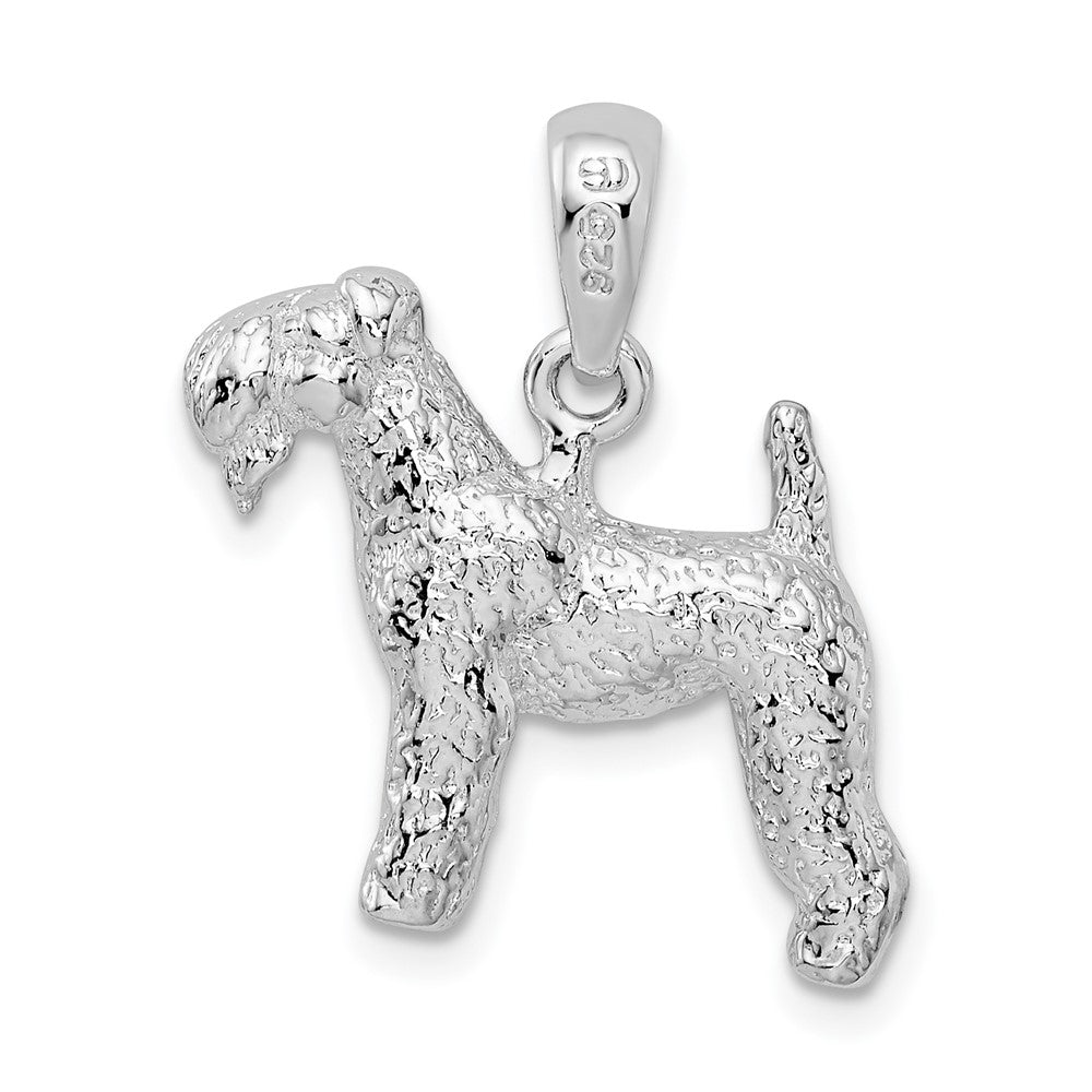 Sterling Silver De-Ani Rhodium-Plated Textured 3D Kerry Blue Terrier Pendant