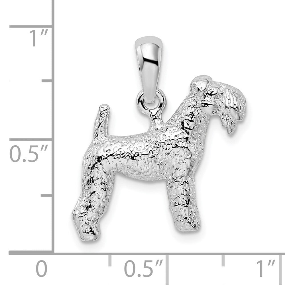 Sterling Silver De-Ani Rhodium-Plated Textured 3D Kerry Blue Terrier Pendant